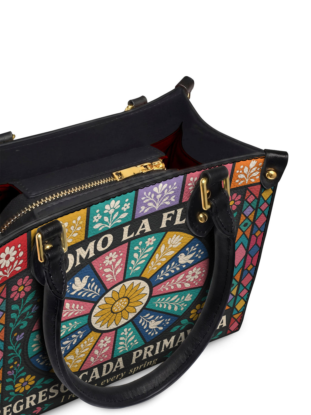 "Como la flor, regreso cada primavera" ver.2 Small Leather Handbag - detail | Paleta Bags