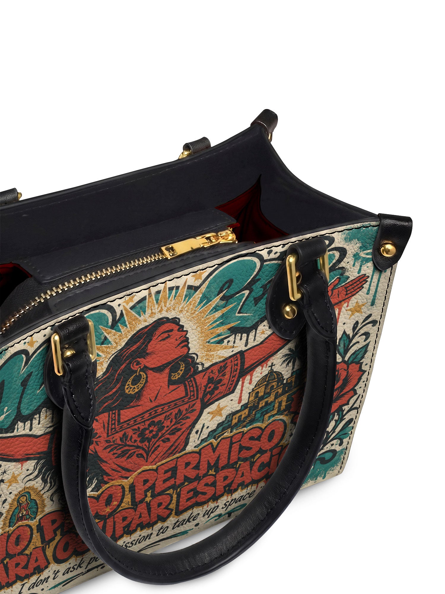 "No pido permiso para ocupar espacio" ver.3 Small Leather Handbag - detail | Paleta Bags