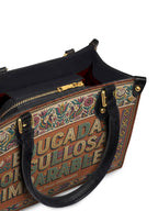 "Educada. Orgullosa. Imparable" ver.3 Small Leather Handbag - detail | Paleta Bags
