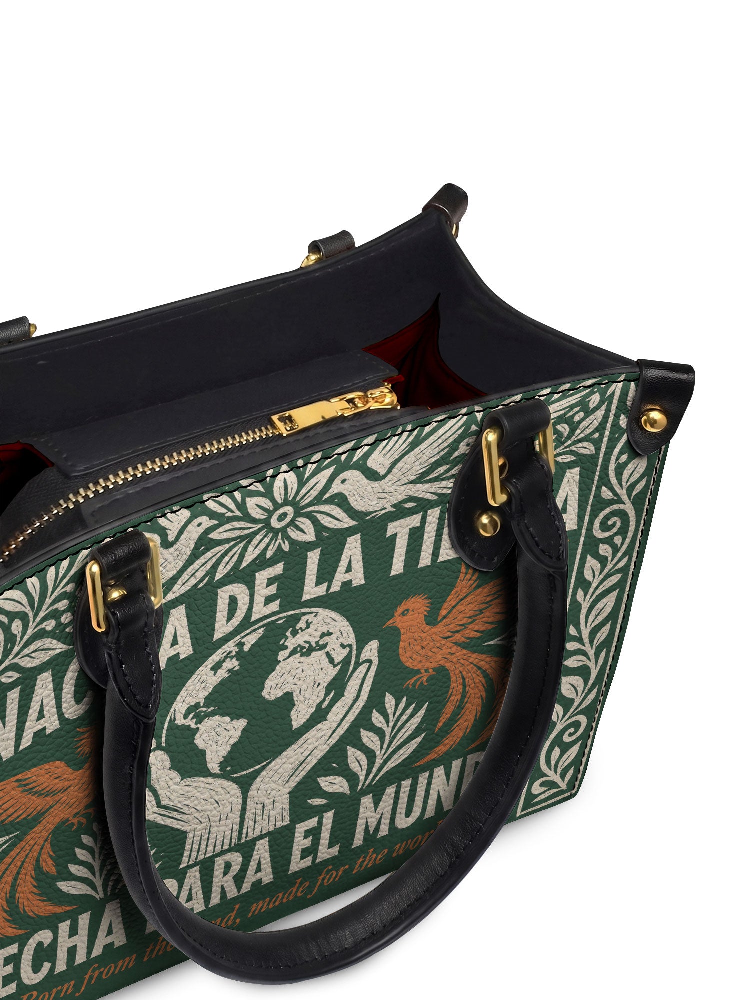 "Nacida de la tierra, hecha para el mundo" ver.3 Small Leather Handbag - detail | Paleta Bags