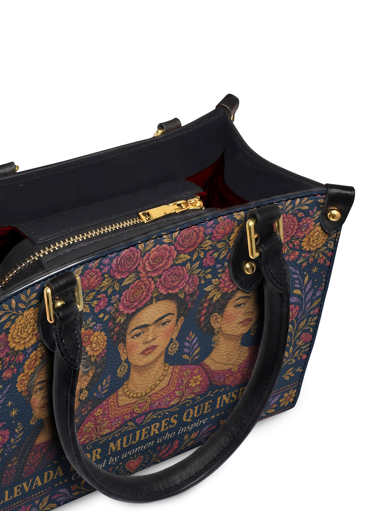 "Llevada por mujeres que inspiran" ver.2 Small Leather Handbag - detail | Paleta Bags