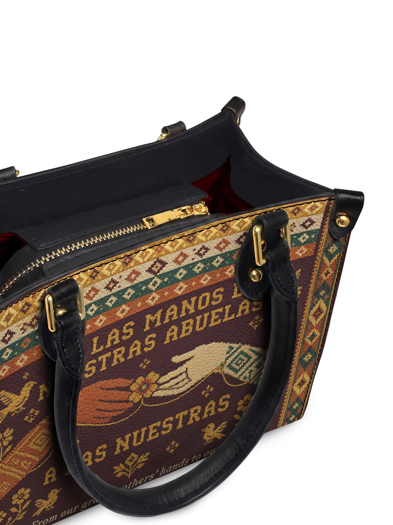 "De las manos de nuestras abuelas a las nuestras" ver.3 Small Leather Handbag - detail | Paleta Bags