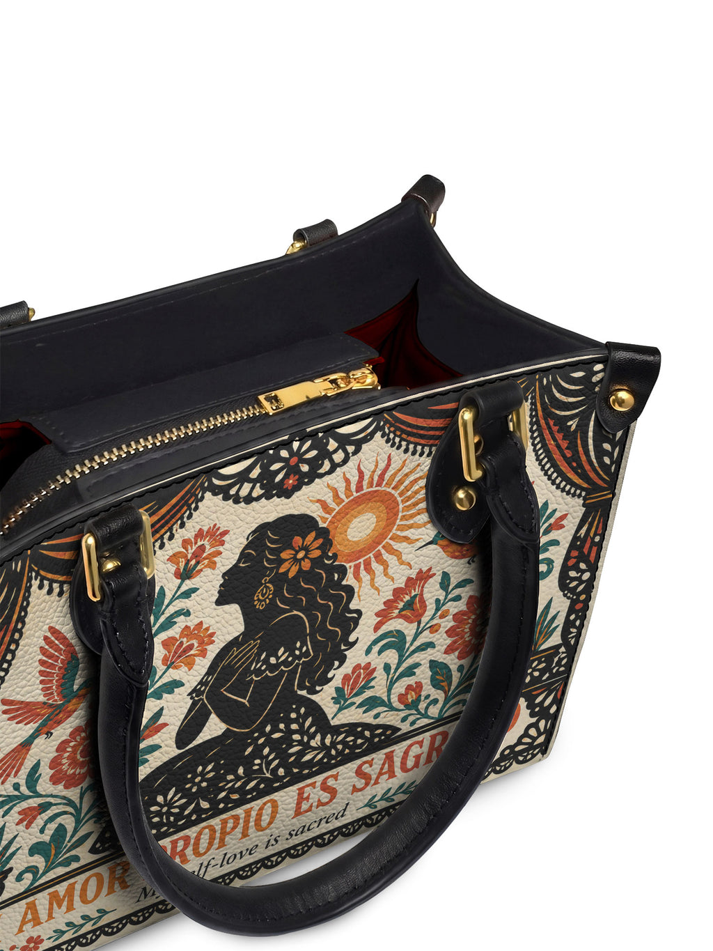 "Mi amor propio es sagrado" ver.5 Small Leather Handbag - detail | Paleta Bags