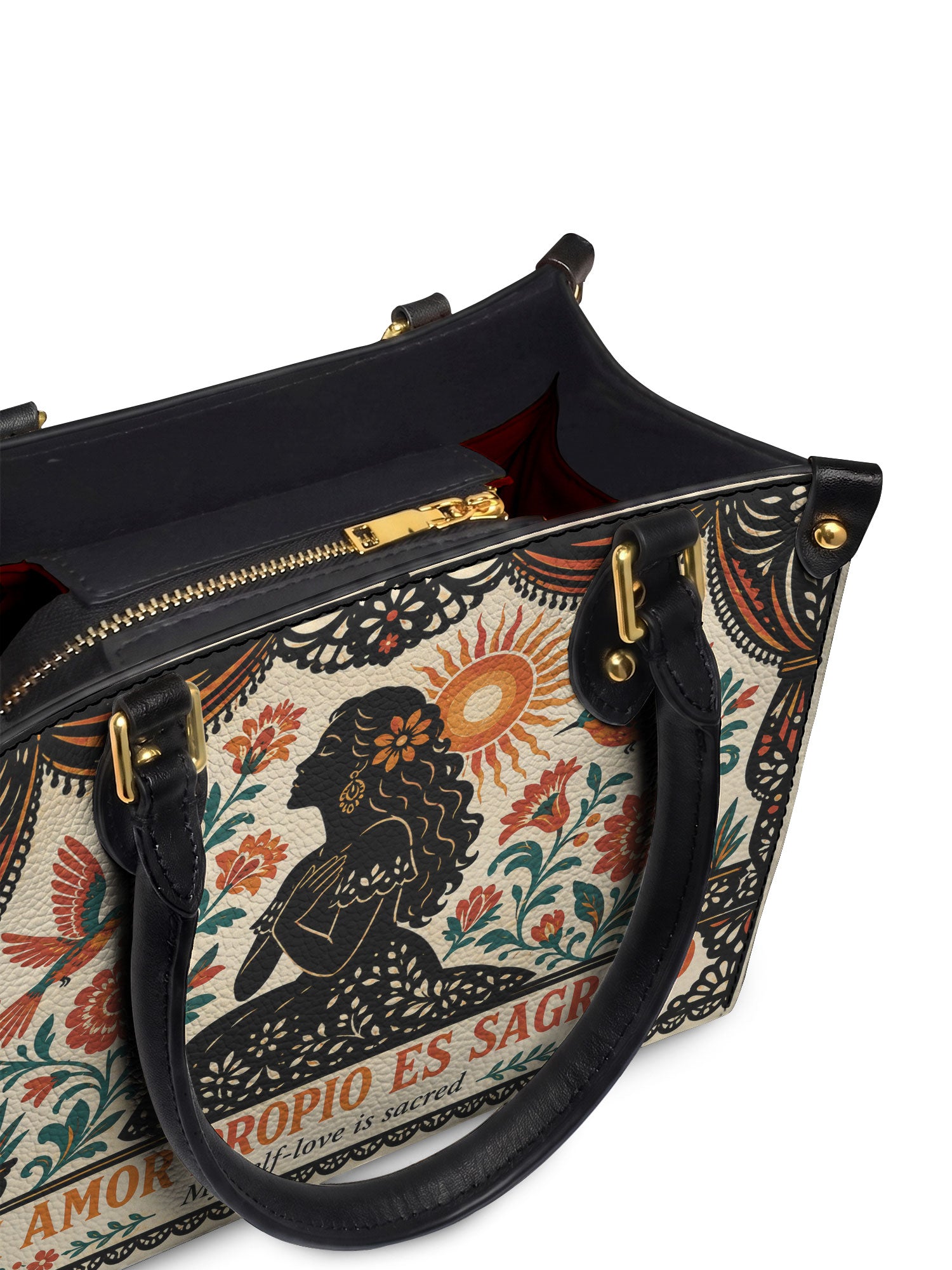 "Mi amor propio es sagrado" ver.5 Small Leather Handbag - detail | Paleta Bags