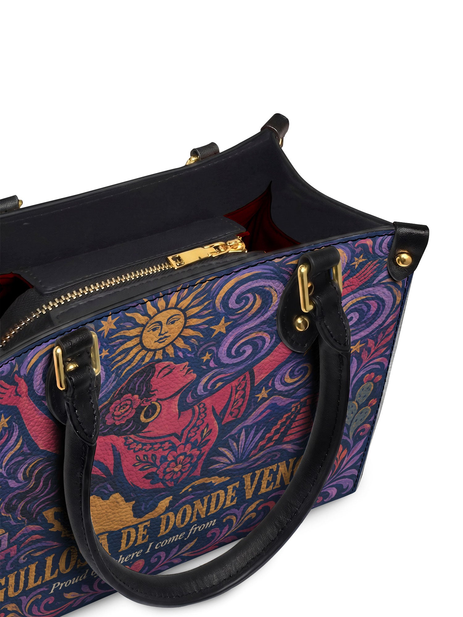 "Orgullosa de donde vengo" ver.5 Small Leather Handbag - detail | Paleta Bags