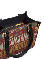 "Mi cultura es mi fortaleza" ver.6 Small Leather Handbag - detail | Paleta Bags