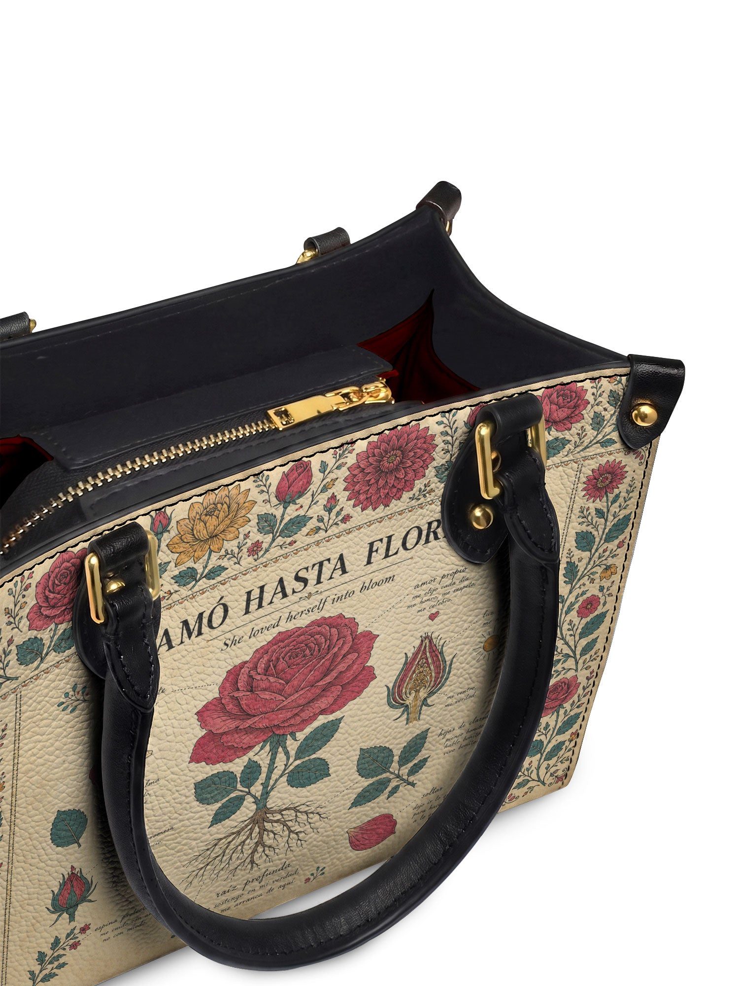 "Se amó hasta florecer" ver.5 Small Leather Handbag - detail | Paleta Bags