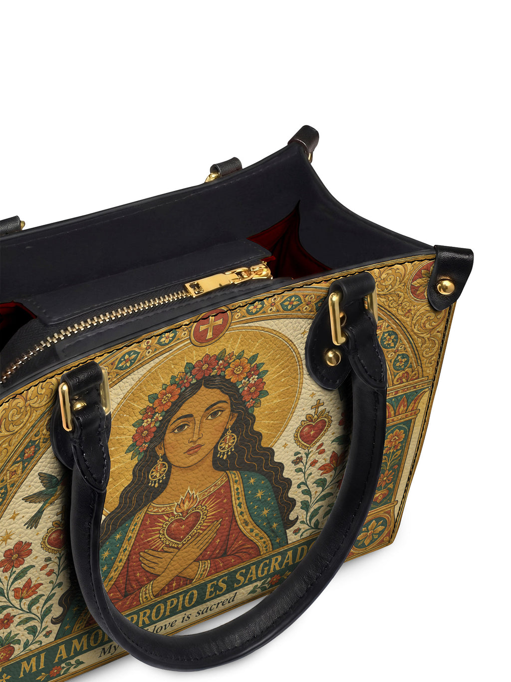 "Mi amor propio es sagrado" ver.2 Small Leather Handbag - detail | Paleta Bags