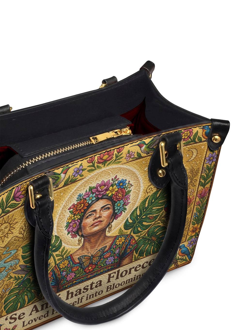 "Se amó hasta florecer" ver.7 Small Leather Handbag - detail | Paleta Bags