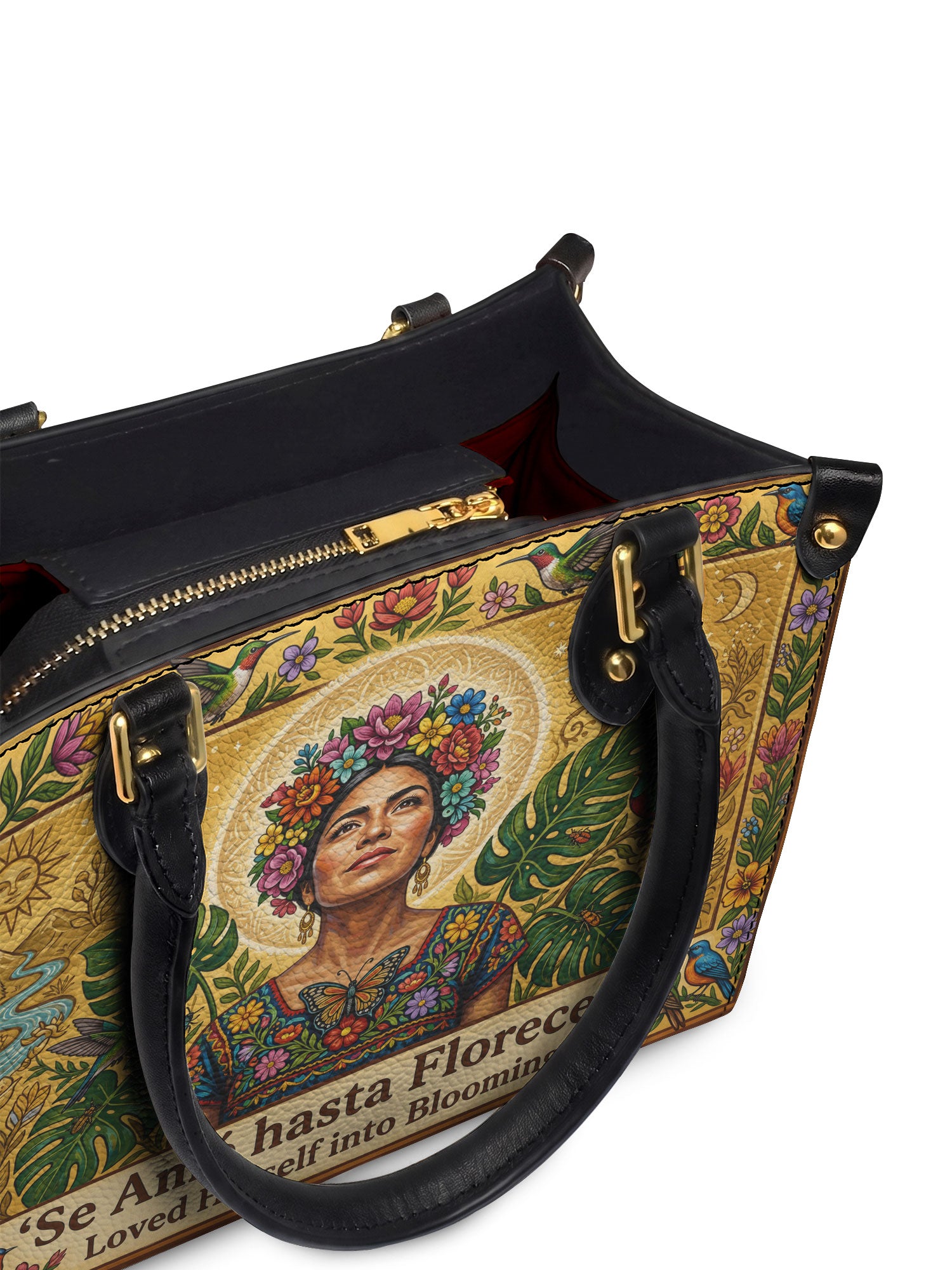 "Se amó hasta florecer" ver.7 Small Leather Handbag - detail | Paleta Bags