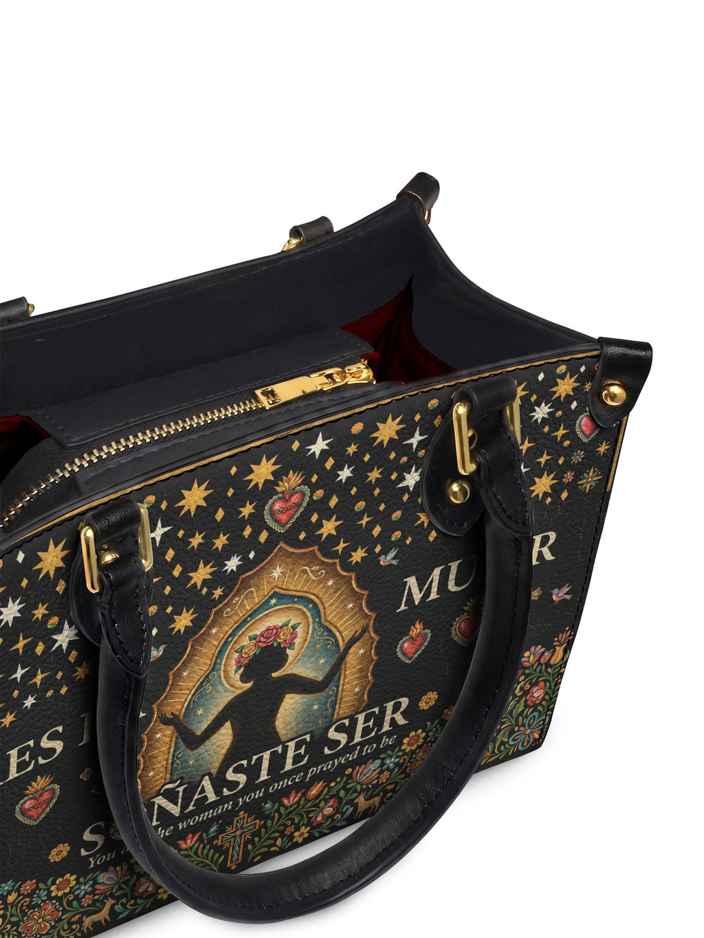 "Eres la mujer que alguna vez soñaste ser" ver.2 Small Leather Handbag - detail | Paleta Bags