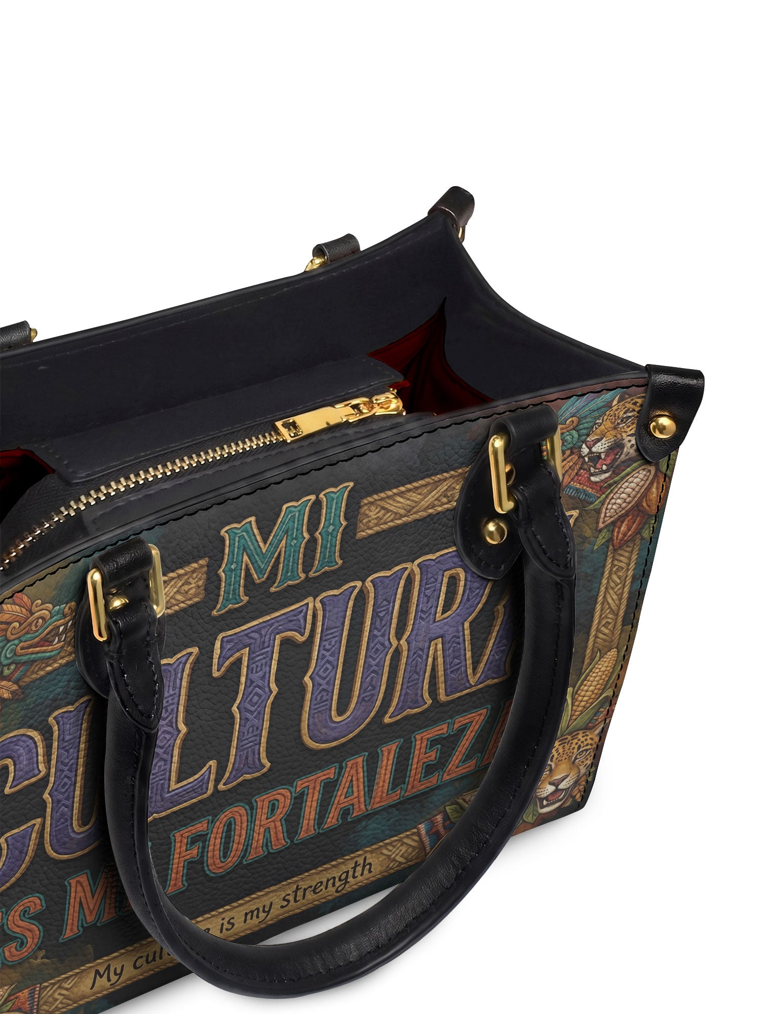 "Mi cultura es mi fortaleza" ver.3 Small Leather Handbag - detail | Paleta Bags