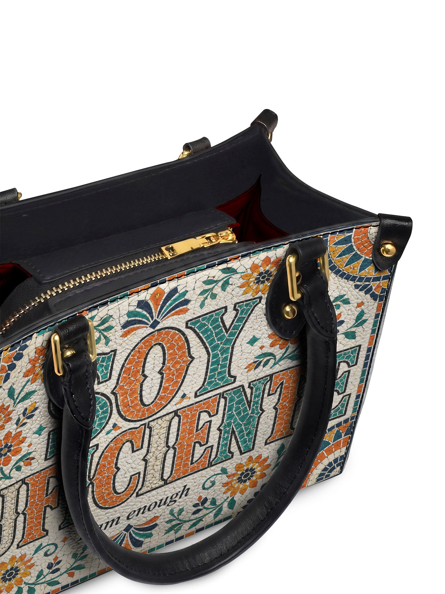 "Soy suficiente, tal y como soy" ver.4 Small Leather Handbag - detail | Paleta Bags