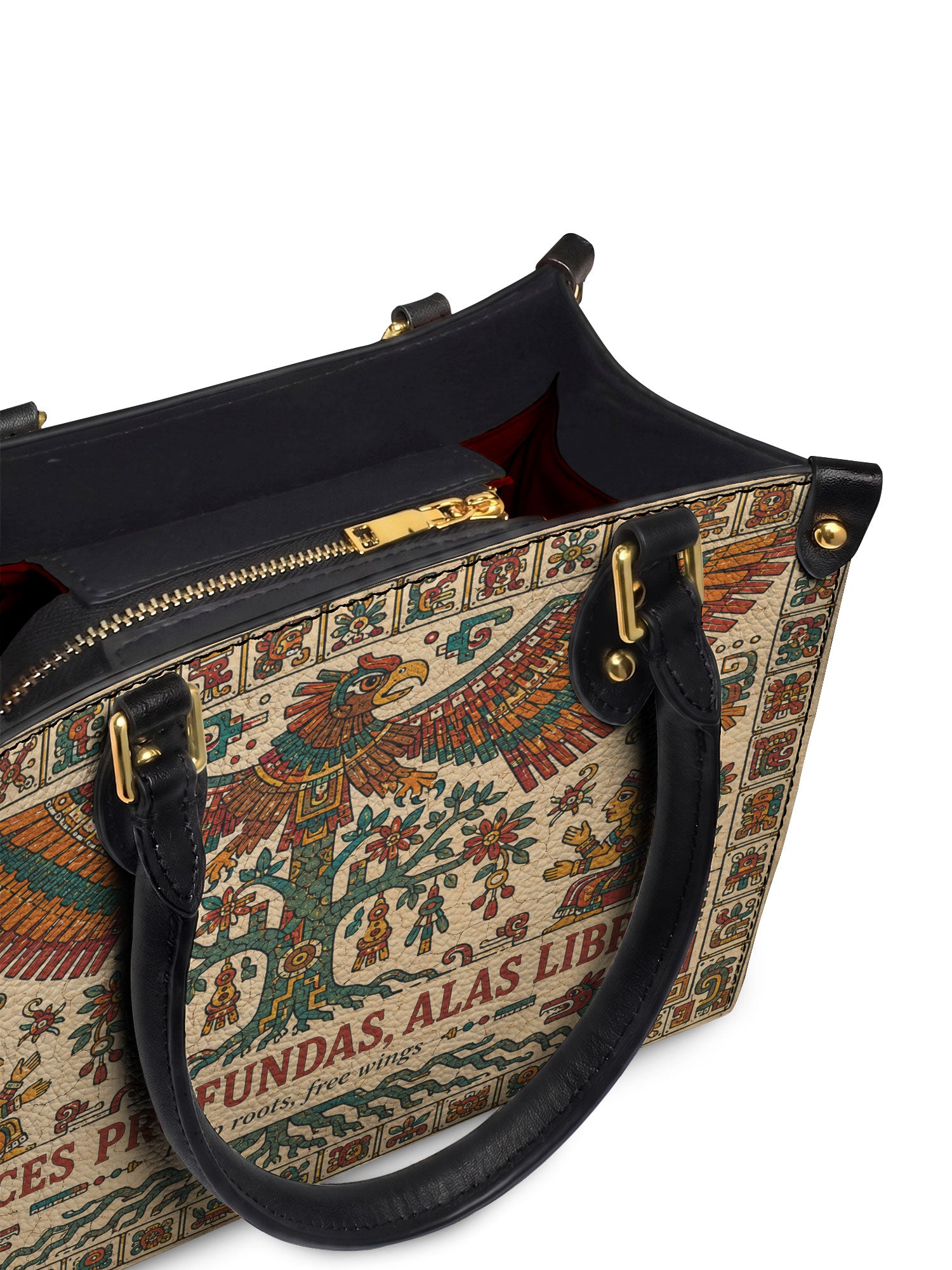 "Raíces profundas, alas libres" ver.5 Small Leather Handbag - detail | Paleta Bags