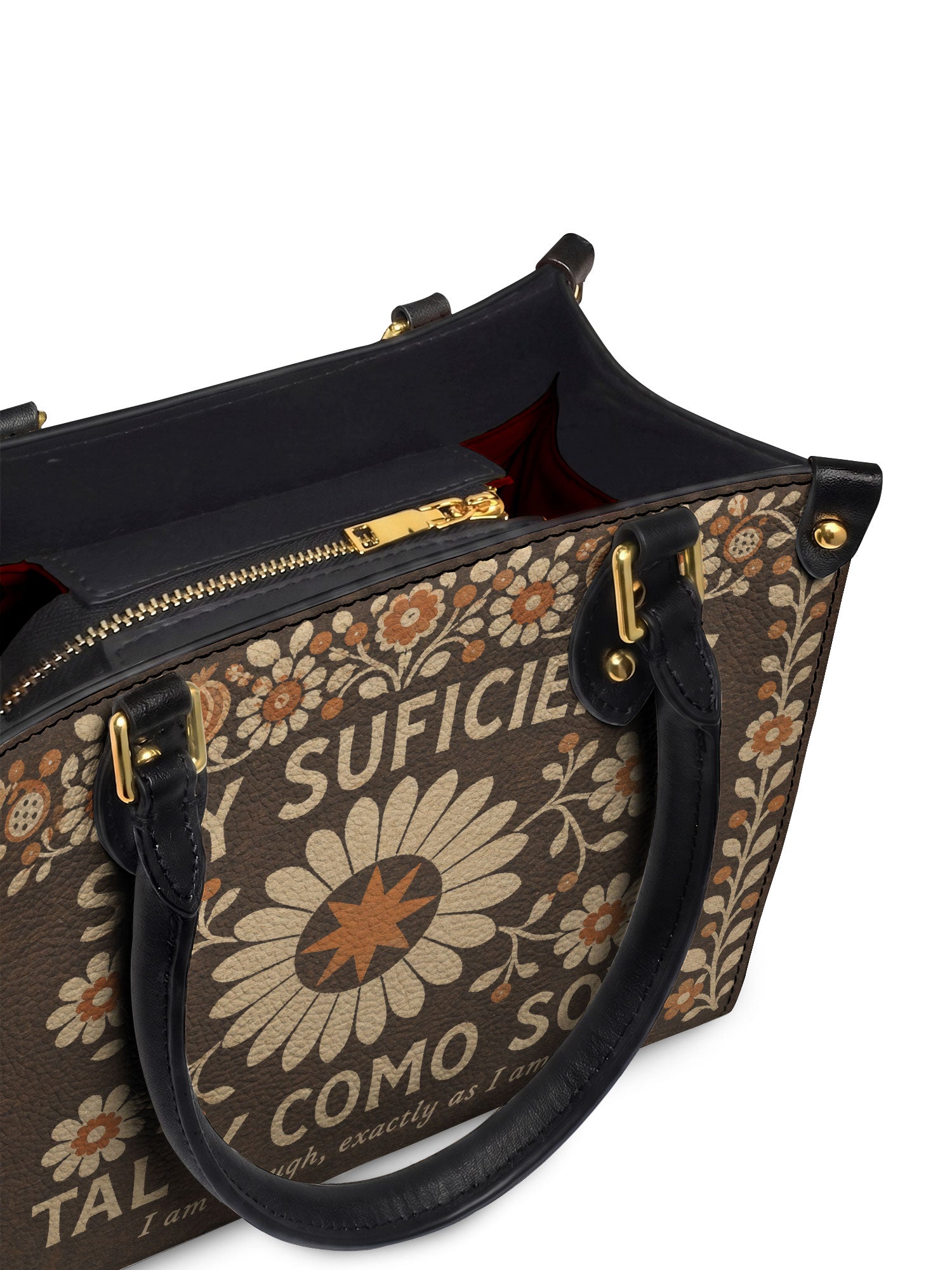 "Soy suficiente, tal y como soy" ver.6 Small Leather Handbag - detail | Paleta Bags