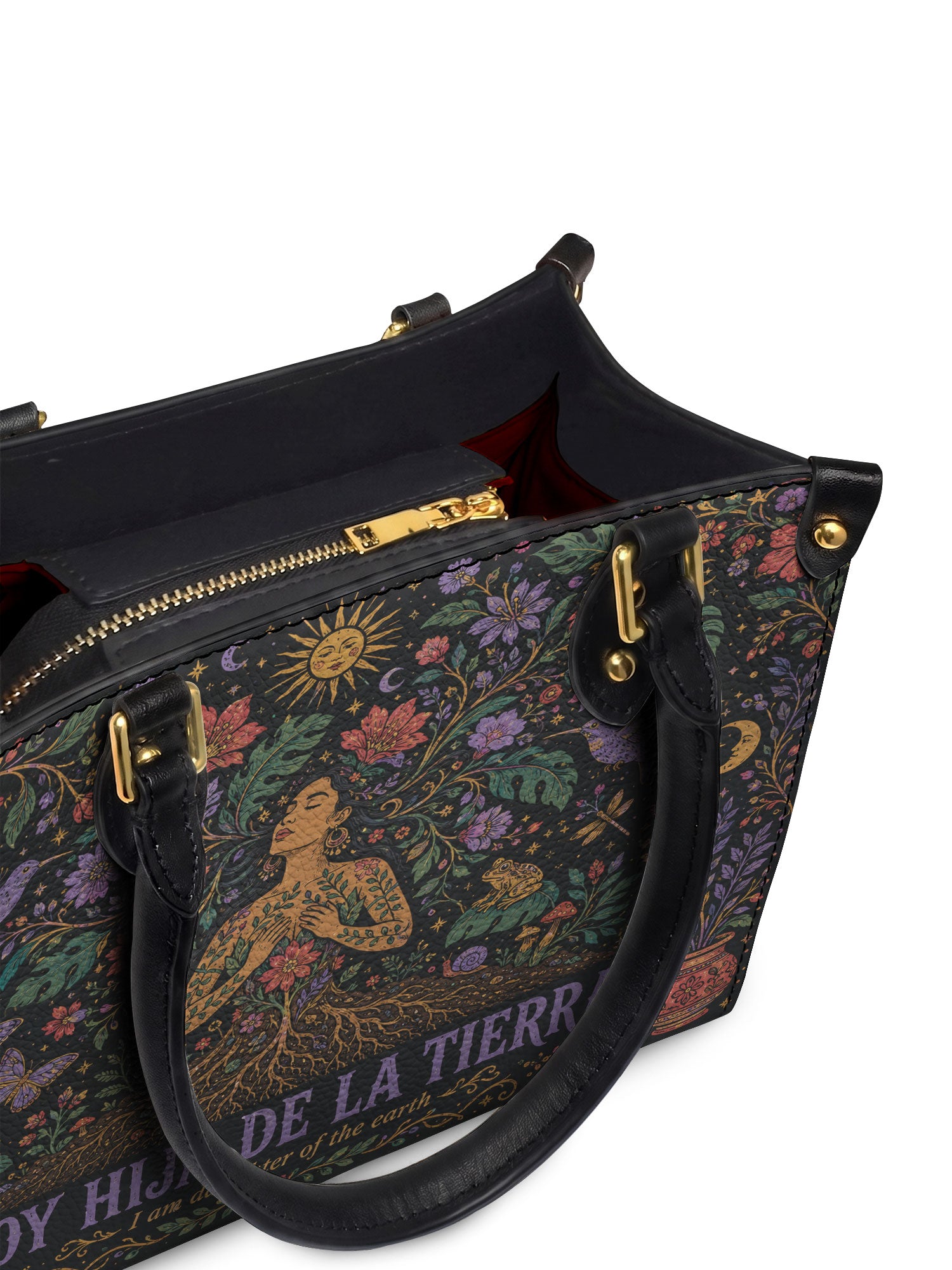 "Soy hija de la tierra" ver.3 Small Leather Handbag - detail | Paleta Bags