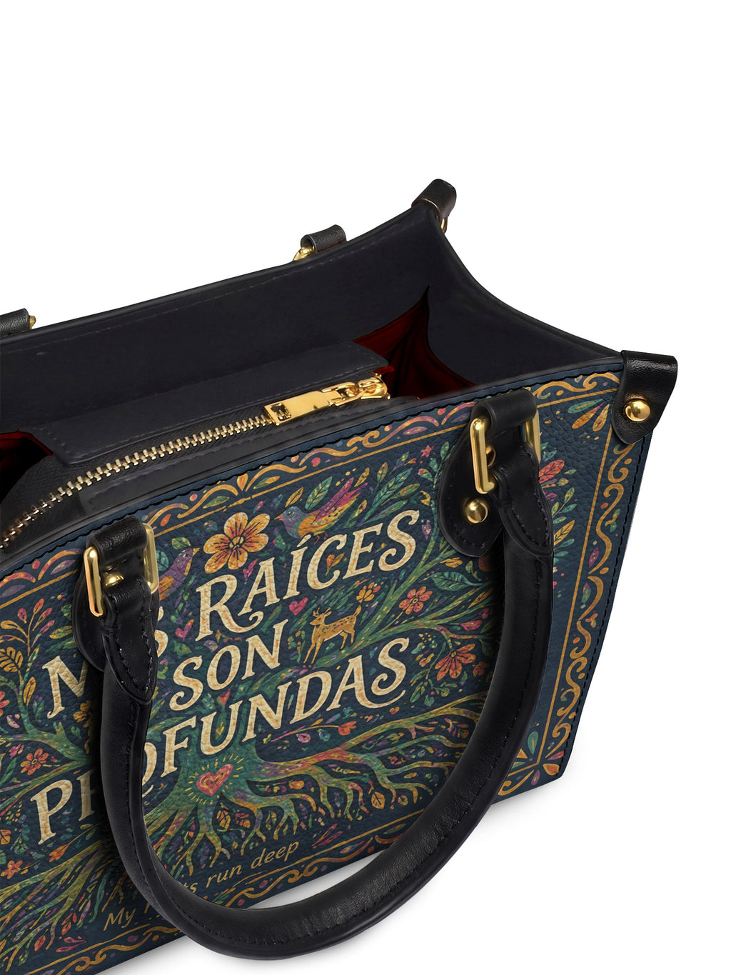 "Mis Raíces son Profundas" ver.4 Small Leather Handbag - detail | Paleta Bags