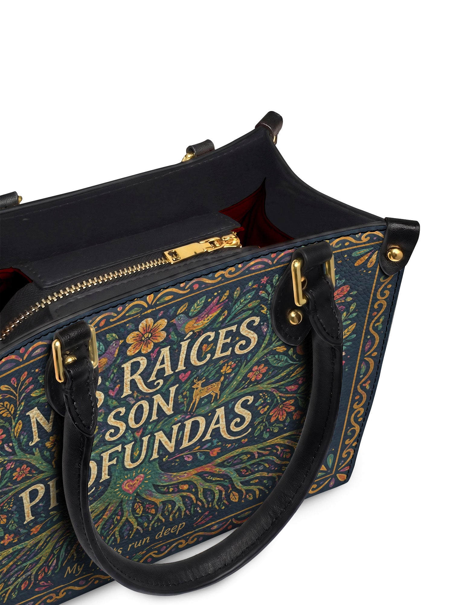 "Mis Raíces son Profundas" ver.4 Small Leather Handbag - detail | Paleta Bags