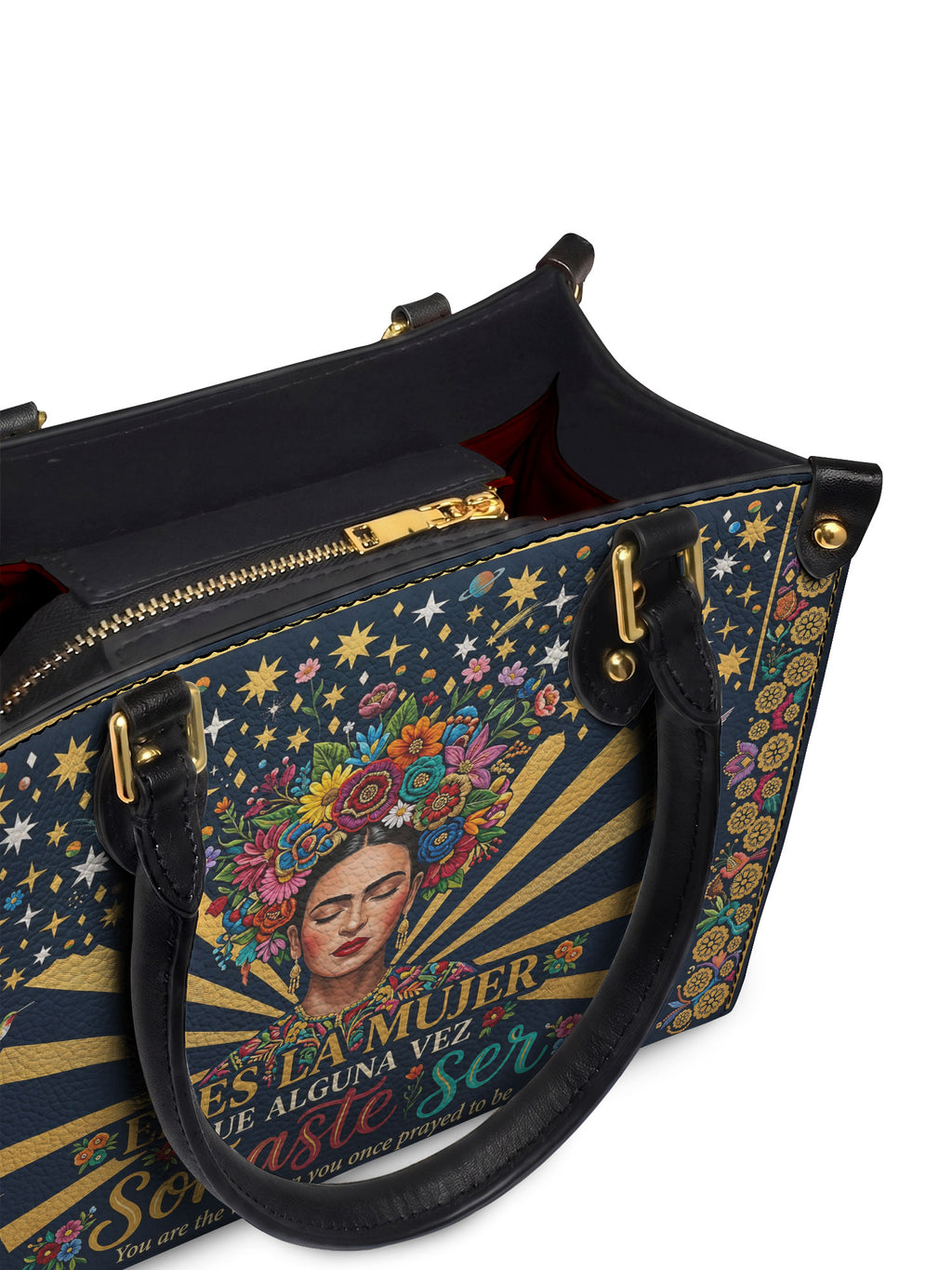 "Eres la mujer que alguna vez soñaste ser" ver.3 Small Leather Handbag - detail | Paleta Bags
