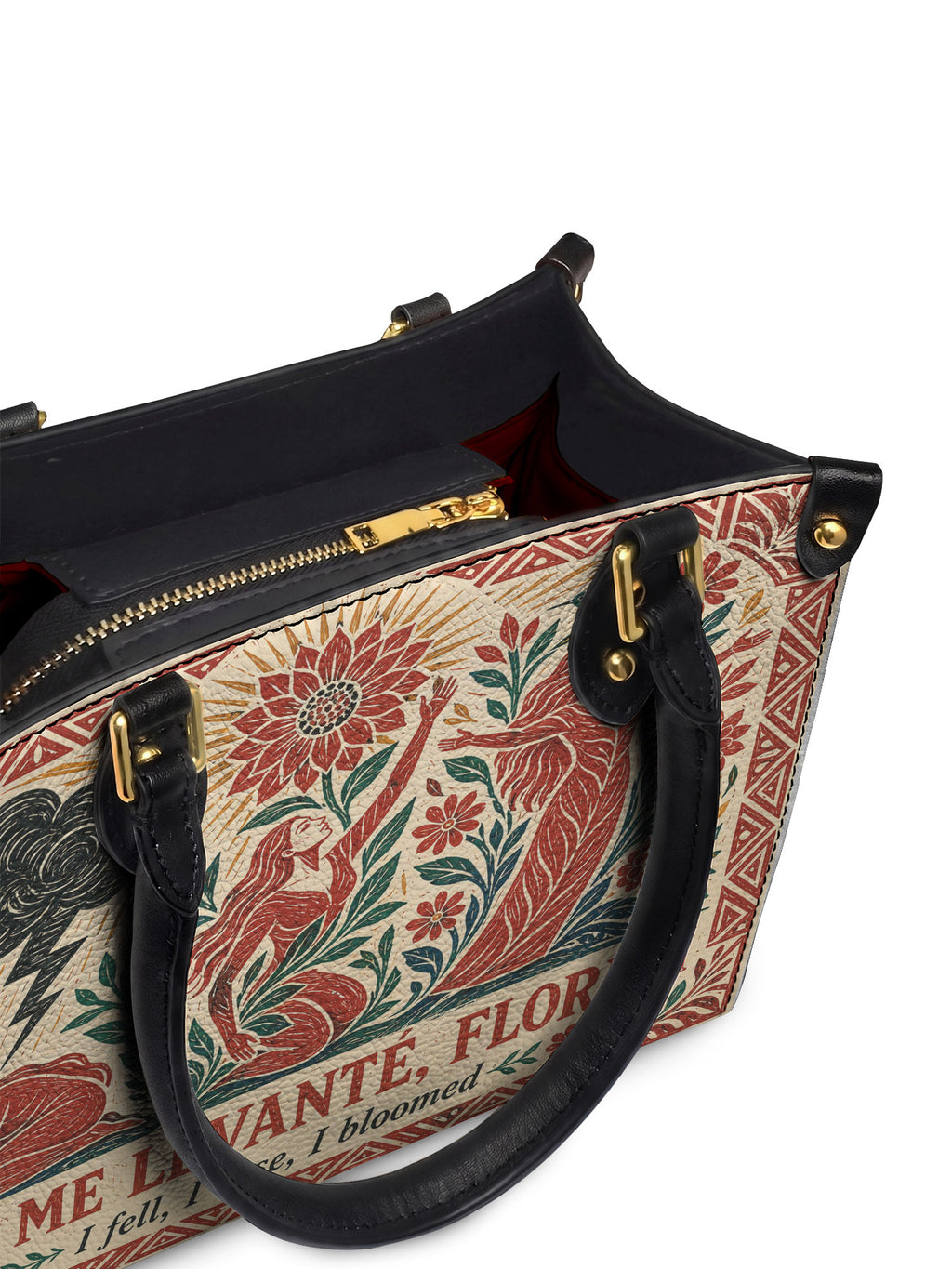 "Caí, me levanté, florecí" ver.2 Small Leather Handbag - detail | Paleta Bags