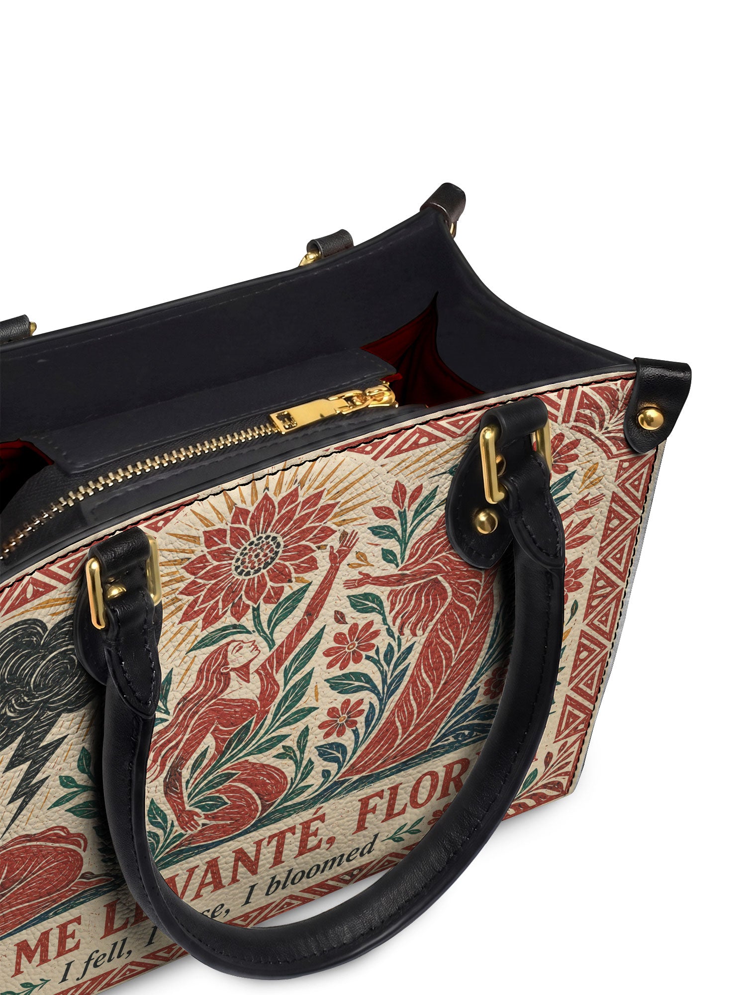 "Caí, me levanté, florecí" ver.2 Small Leather Handbag - detail | Paleta Bags