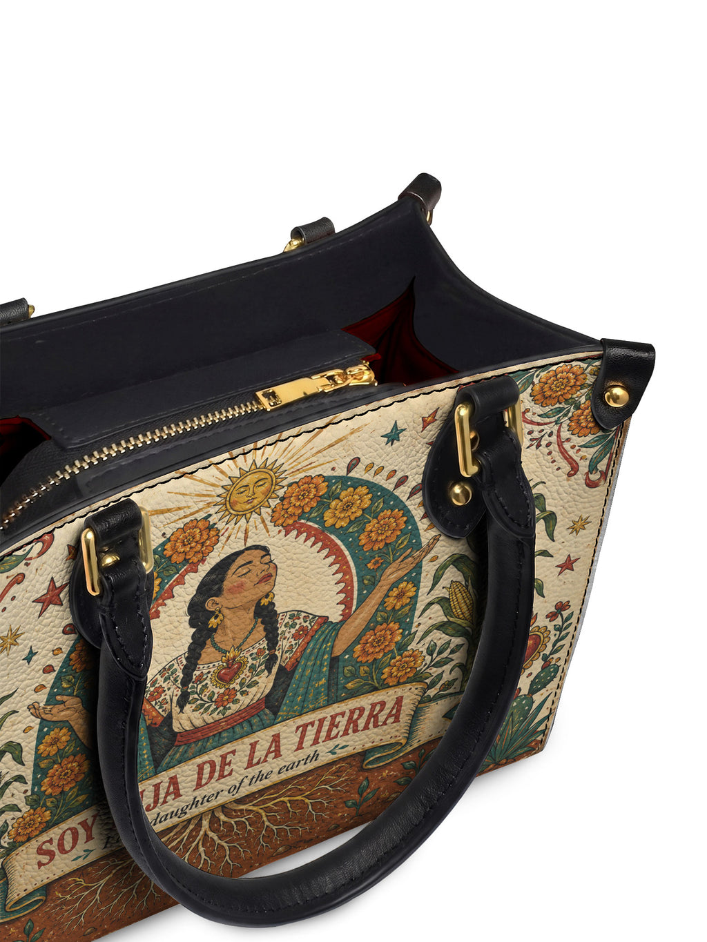 "Soy hija de la tierra" ver.5 Small Leather Handbag - detail | Paleta Bags