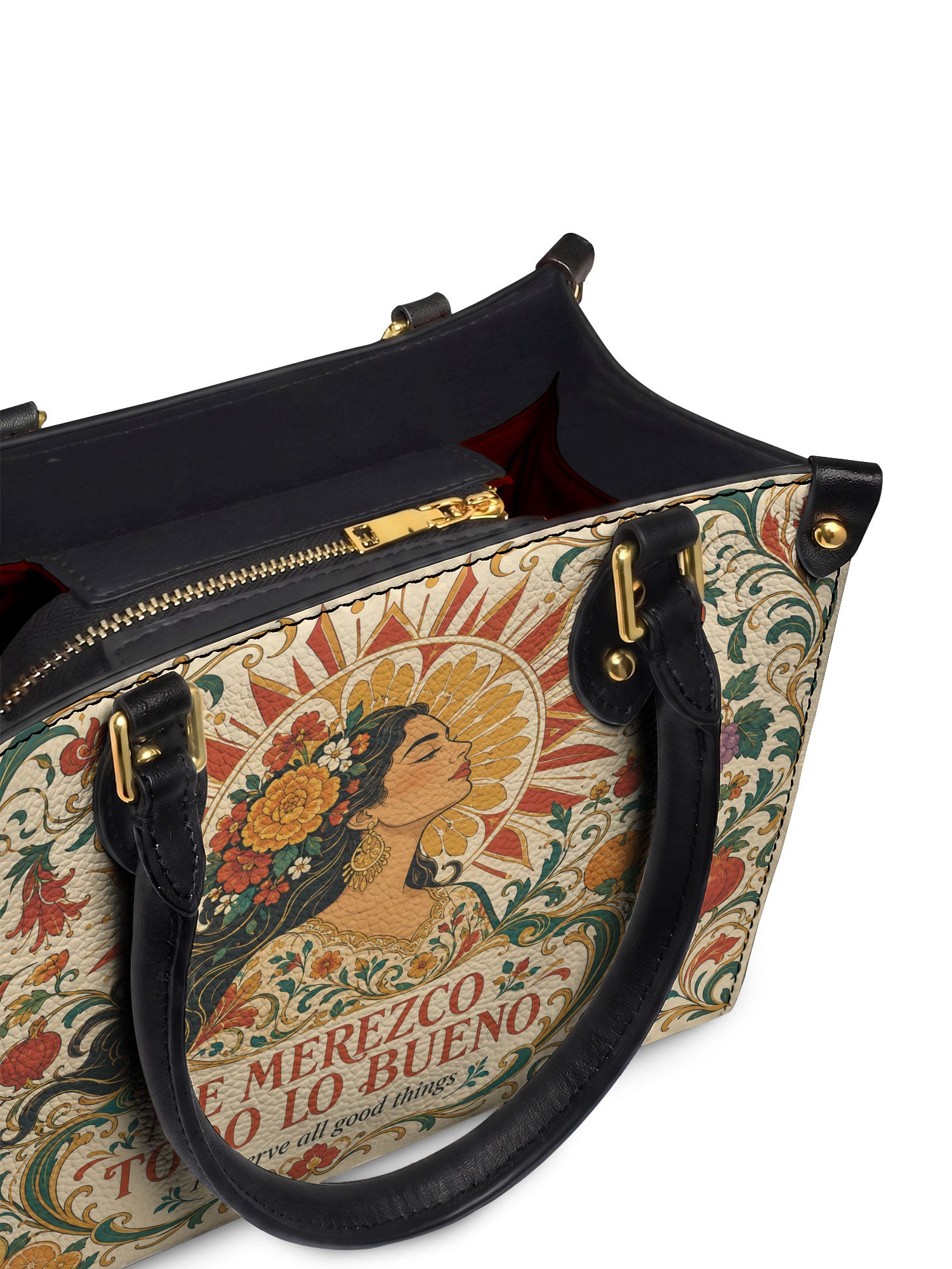 "Me merezco todo lo bueno" ver.3 Small Leather Handbag - detail | Paleta Bags