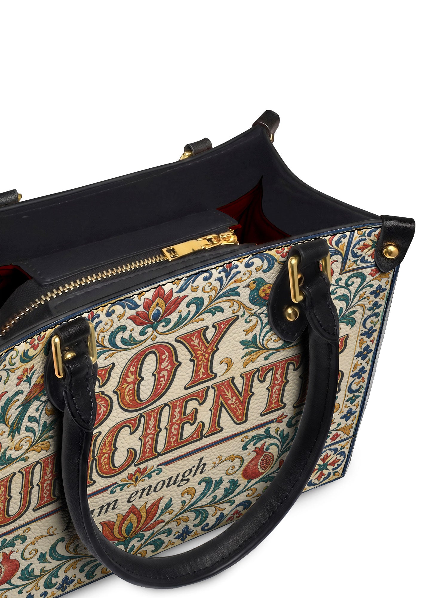 "Soy suficiente, tal y como soy" ver.1 Small Leather Handbag - detail | Paleta Bags
