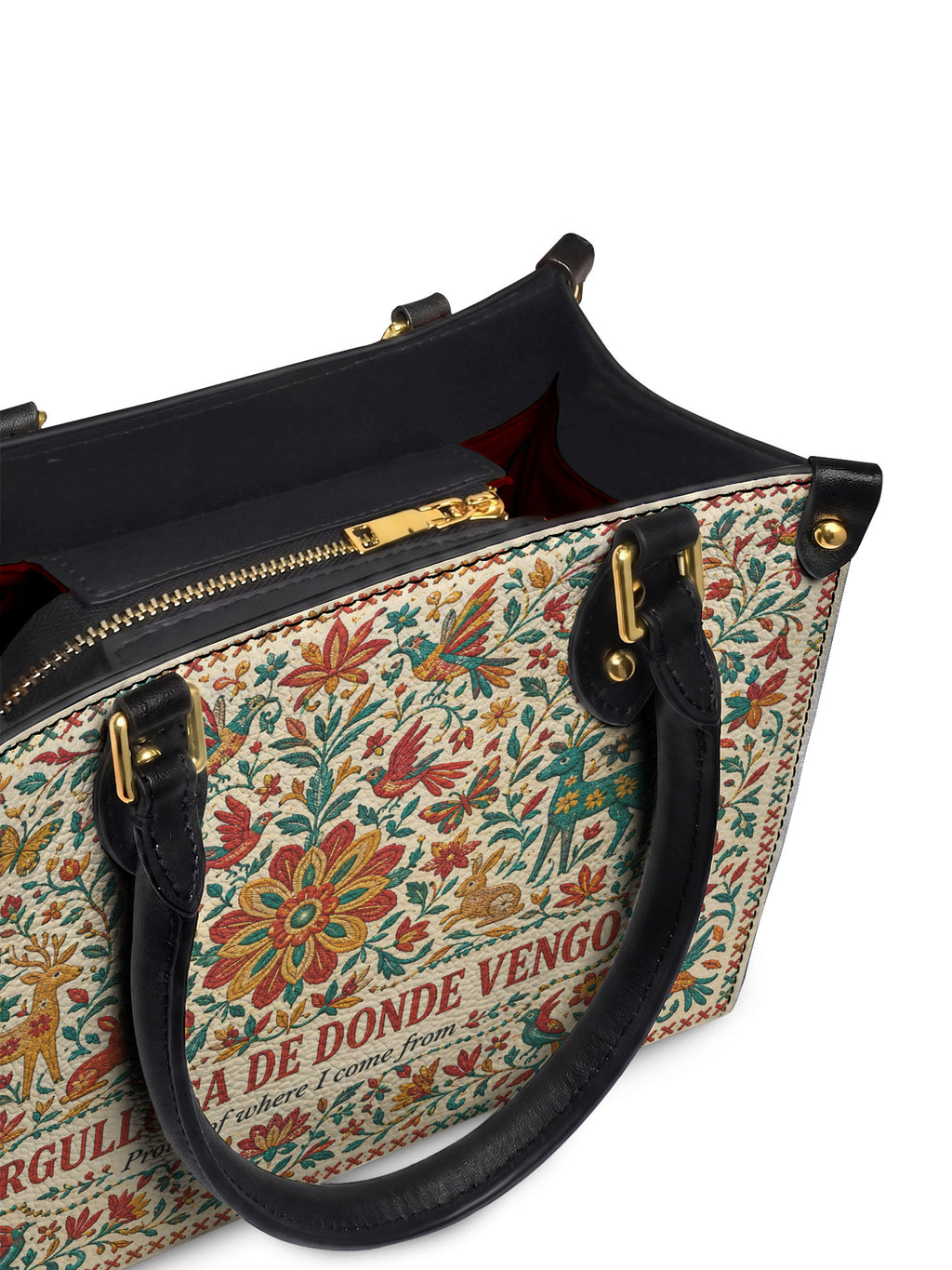 "Orgullosa de donde vengo" ver.2 Small Leather Handbag - detail | Paleta Bags