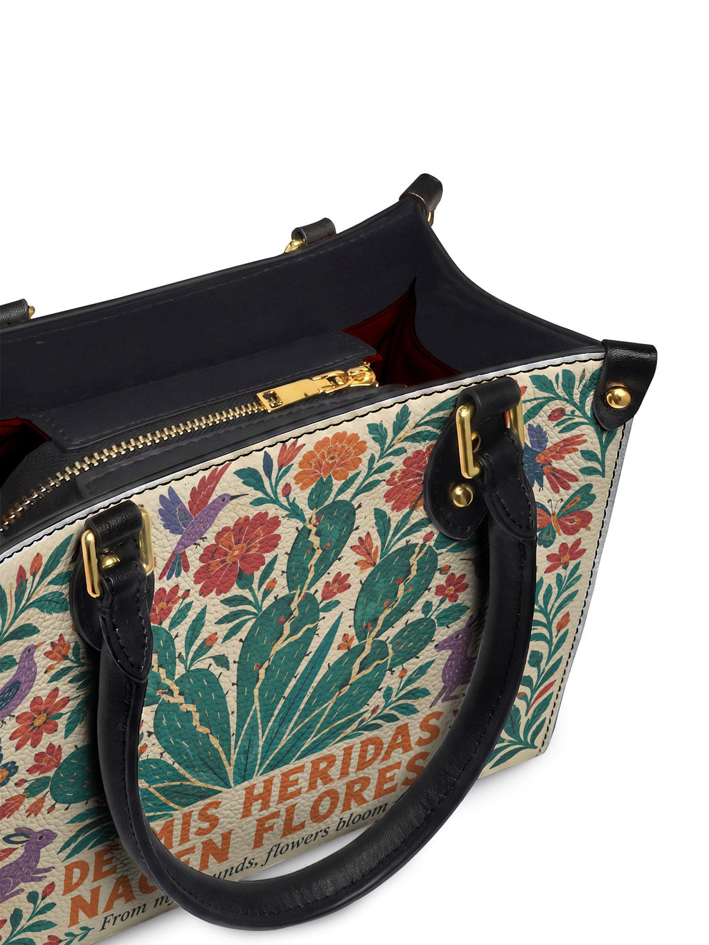 "De mis heridas nacen flores" ver.4 Small Leather Handbag - detail | Paleta Bags