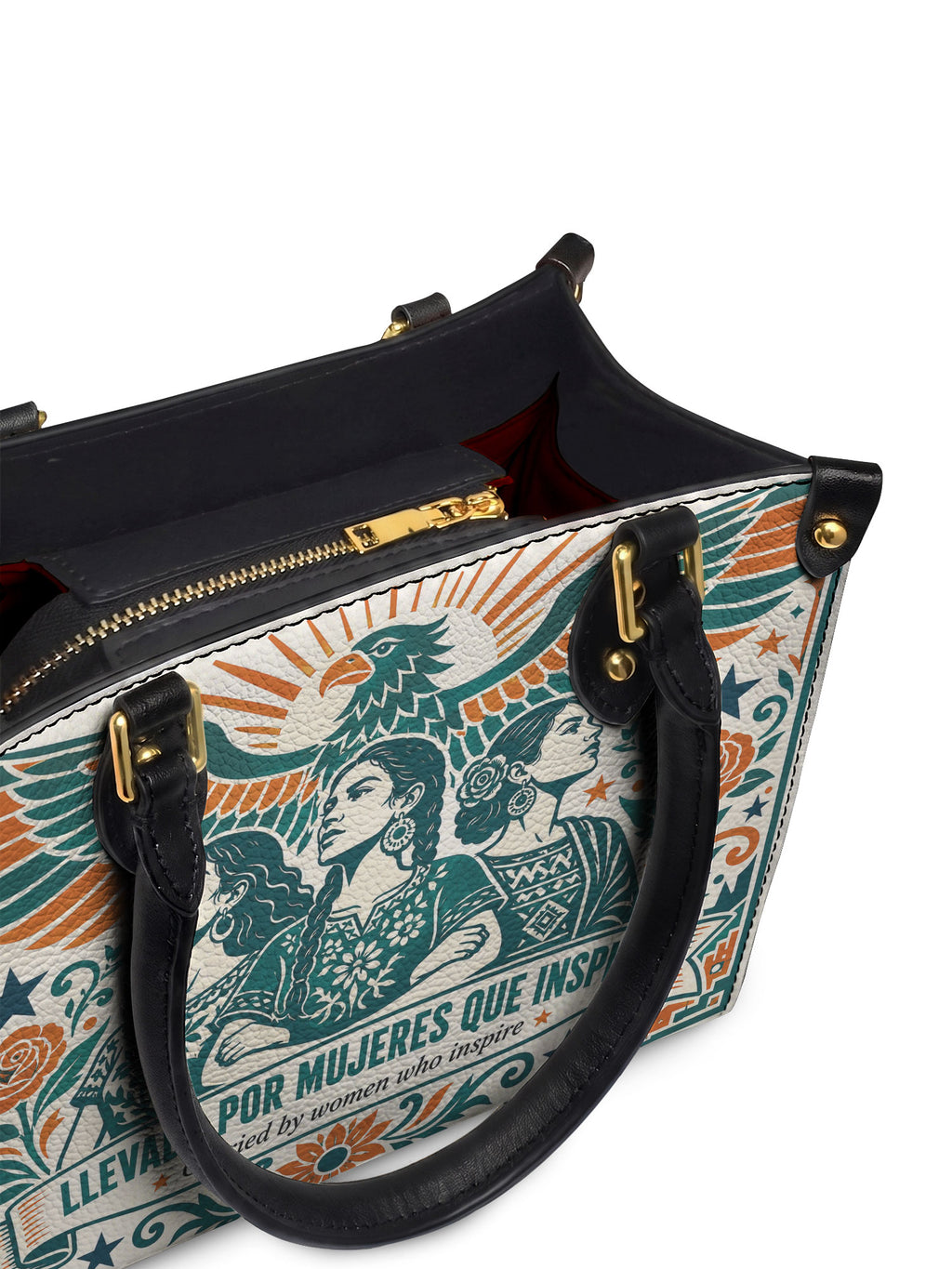 "Llevada por mujeres que inspiran" ver.3 Small Leather Handbag - detail | Paleta Bags