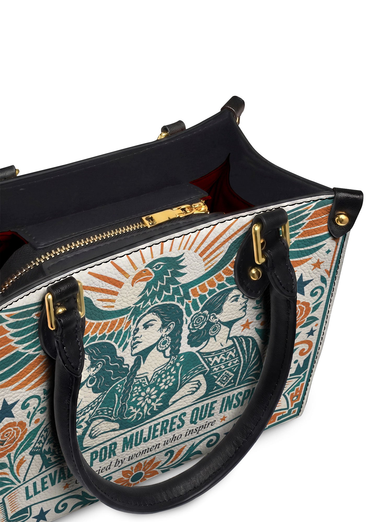"Llevada por mujeres que inspiran" ver.3 Small Leather Handbag - detail | Paleta Bags