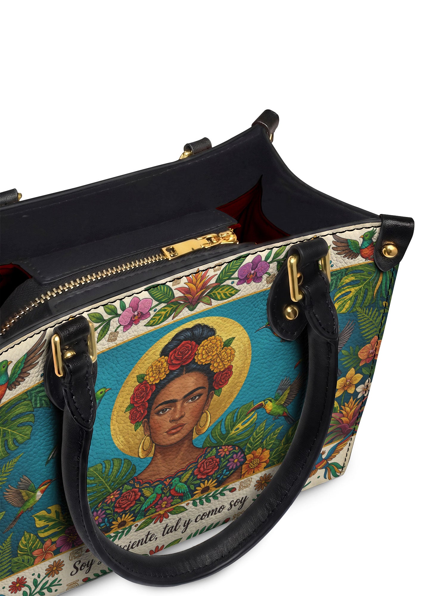 "Soy suficiente, tal y como soy" ver.11 Small Leather Handbag - detail | Paleta Bags