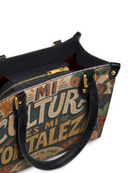 "Mi cultura es mi fortaleza" ver.1 Small Leather Handbag - detail | Paleta Bags
