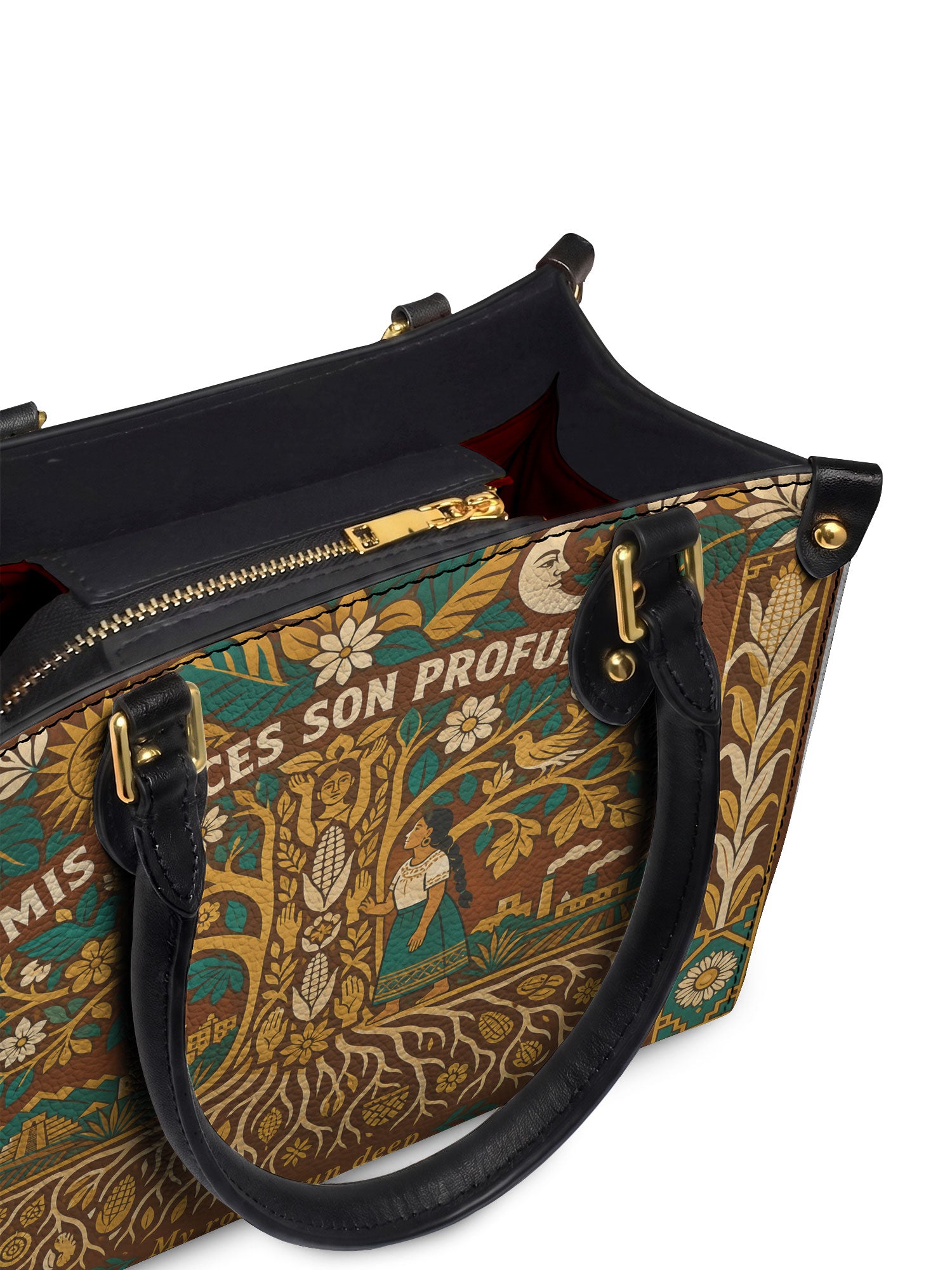 "Mis Raíces son Profundas" ver.3 Small Leather Handbag - detail | Paleta Bags