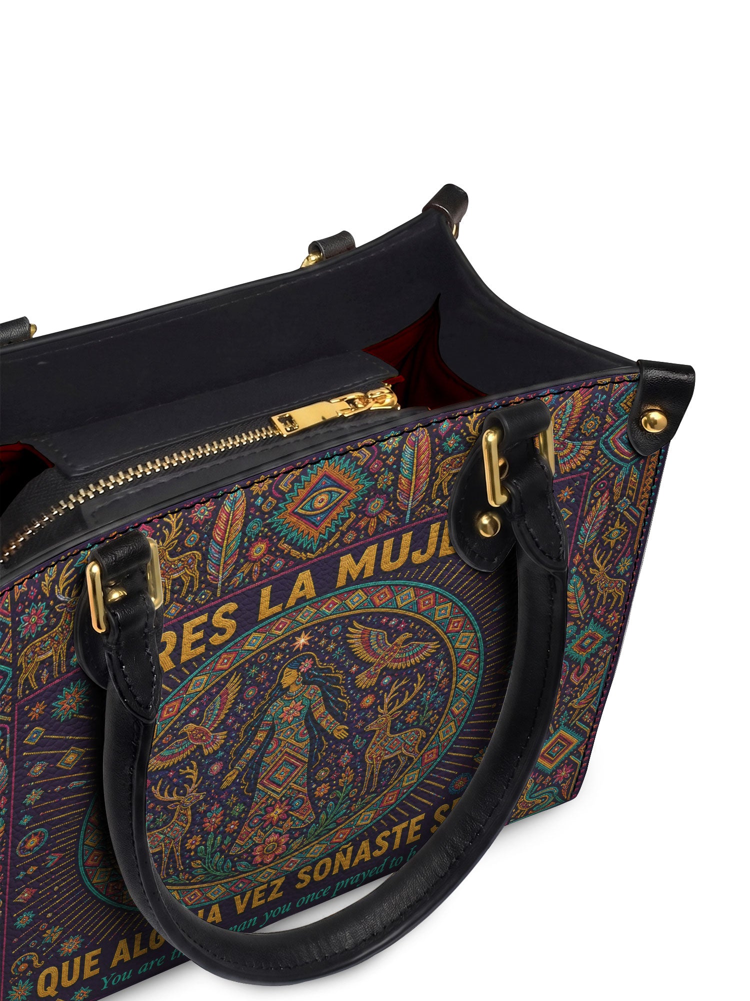 "Eres la mujer que alguna vez soñaste ser" ver.8 Small Leather Handbag - detail | Paleta Bags