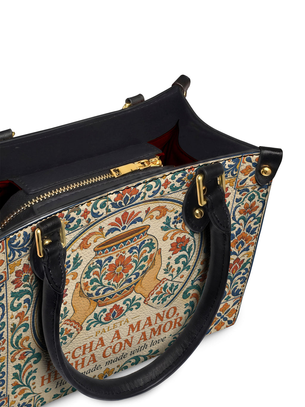 "Hecha a mano, hecha con amor" ver.2 Small Leather Handbag - detail