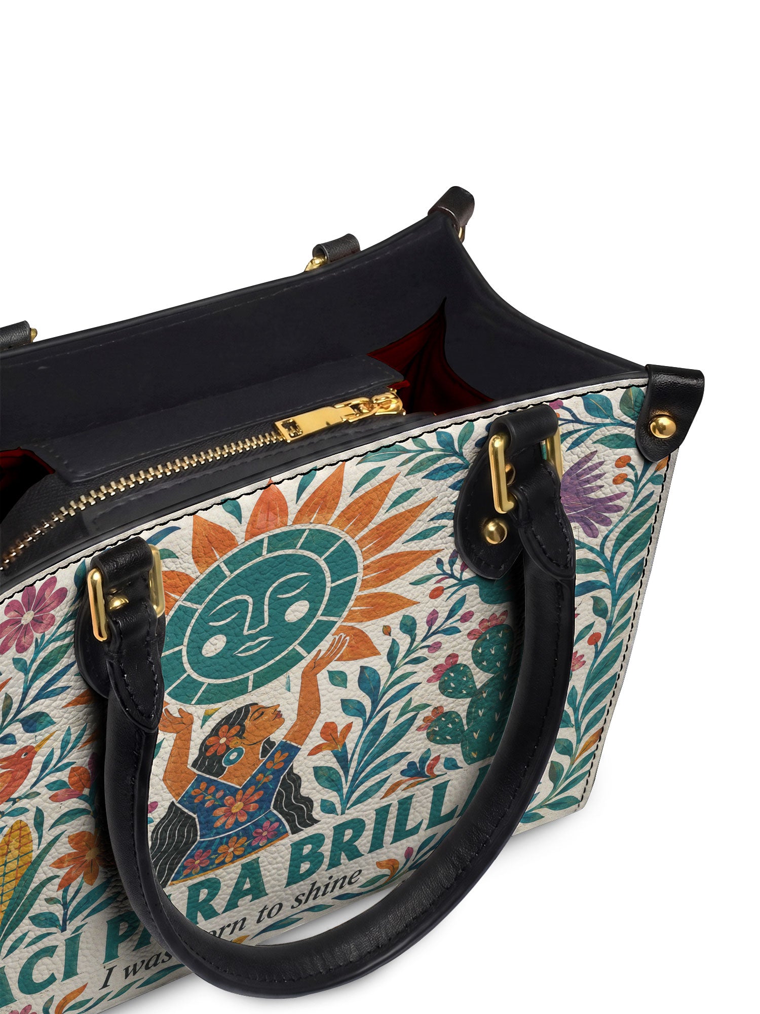 "Nací para brillar" ver.2 Small Leather Handbag - detail | Paleta Bags