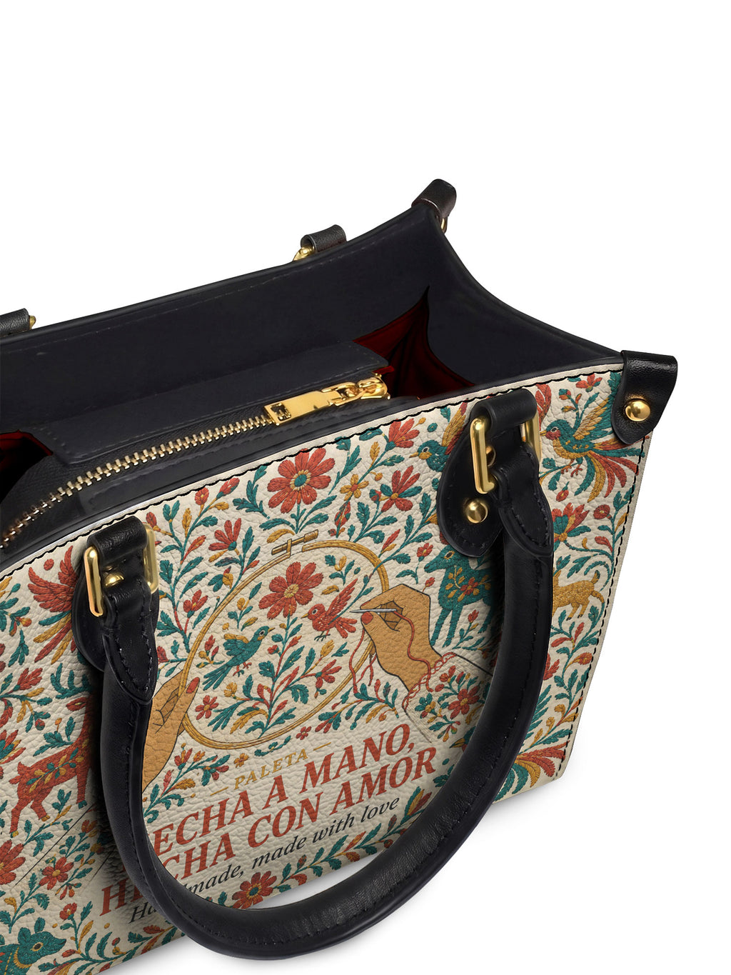 "Hecha a mano, hecha con amor" ver.1 Small Leather Handbag - detail