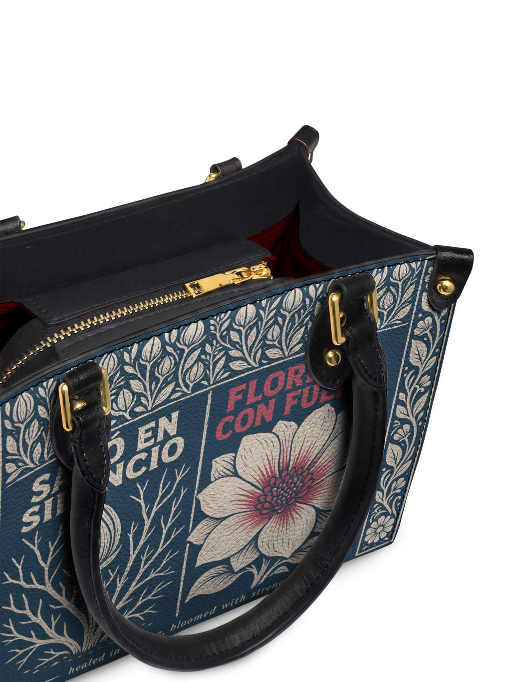 "Sanó en silencio, floreció con fuerza" ver.1 Small Leather Handbag - detail | Paleta Bags