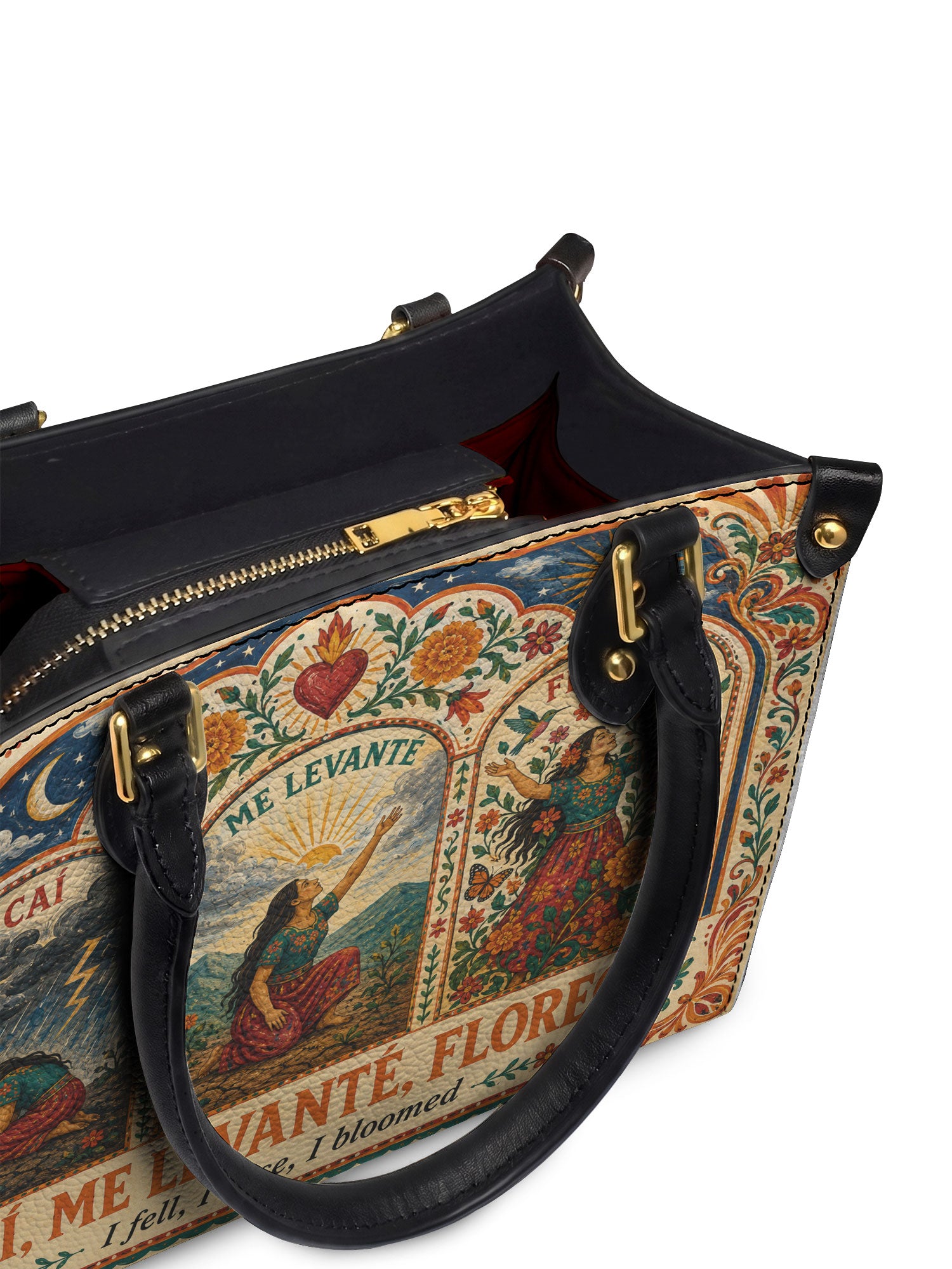 "Caí, me levanté, florecí" ver.1 Small Leather Handbag - detail | Paleta Bags