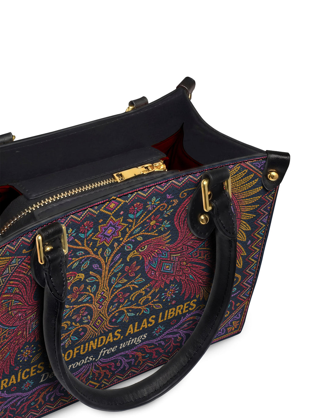 "Raíces profundas, alas libres" ver.1 Small Leather Handbag - detail | Paleta Bags