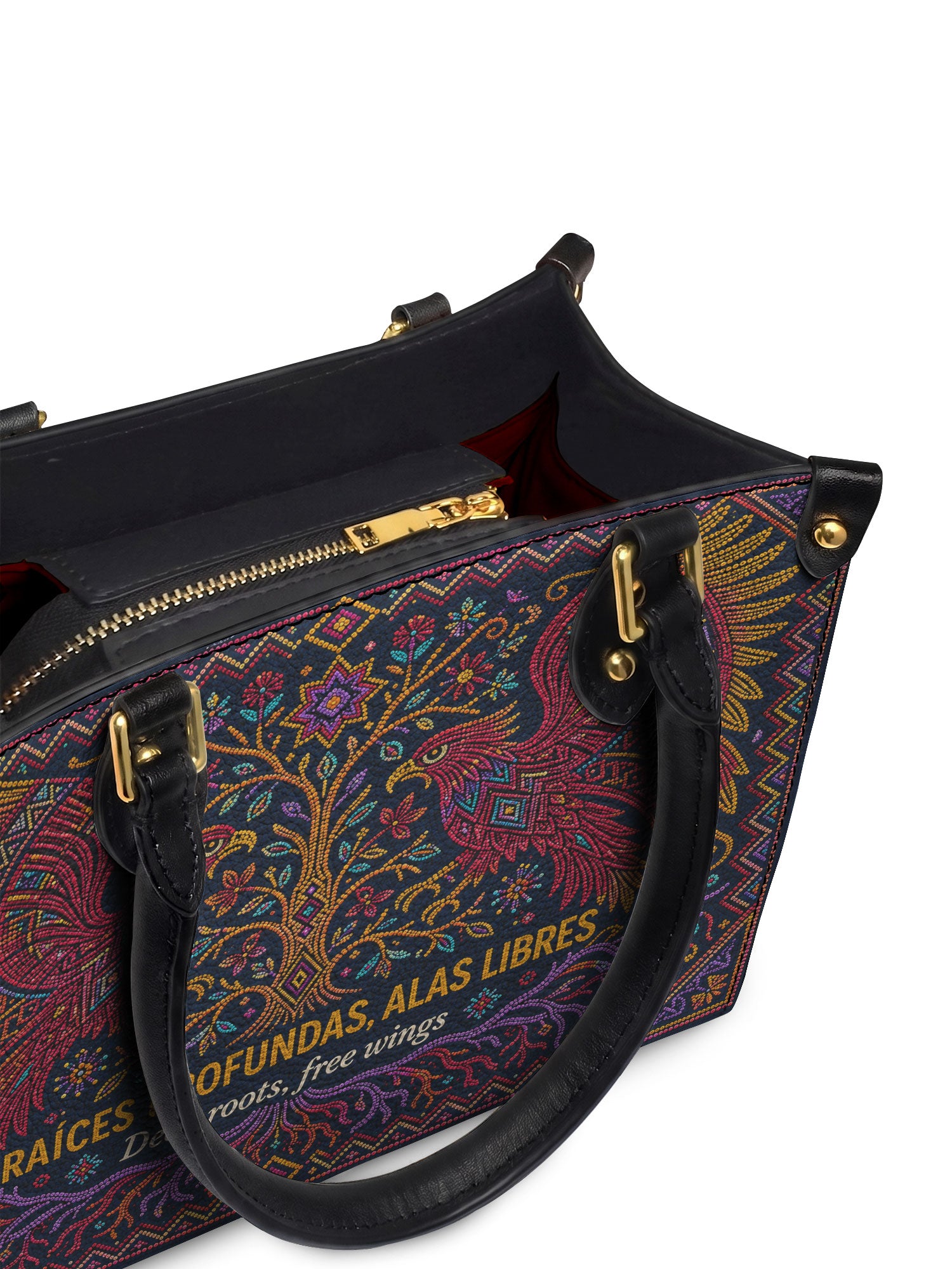 "Raíces profundas, alas libres" ver.1 Small Leather Handbag - detail | Paleta Bags