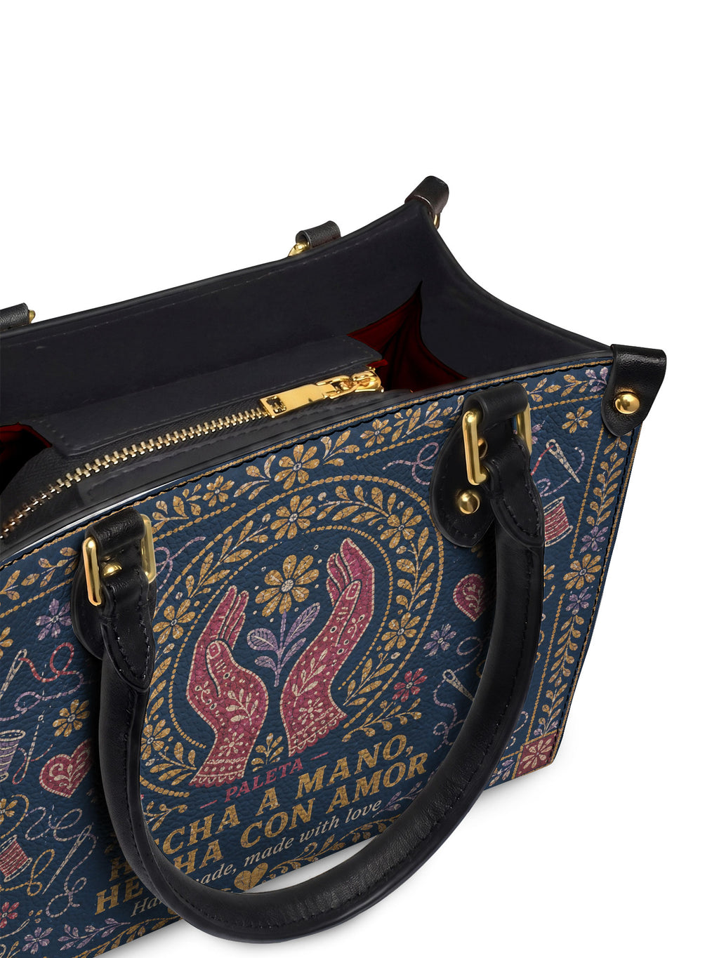 "Hecha a mano, hecha con amor" ver.4 Small Leather Handbag - detail