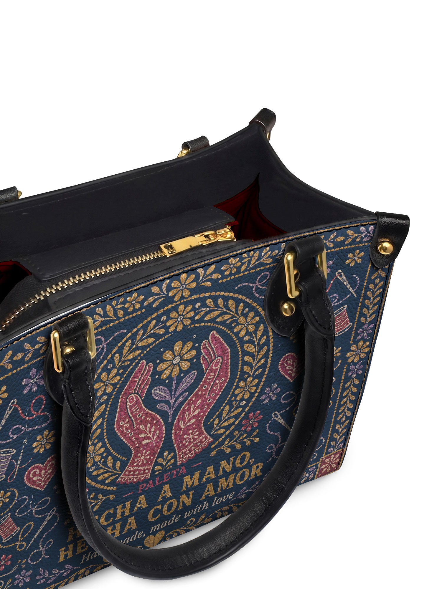 "Hecha a mano, hecha con amor" ver.4 Small Leather Handbag - detail