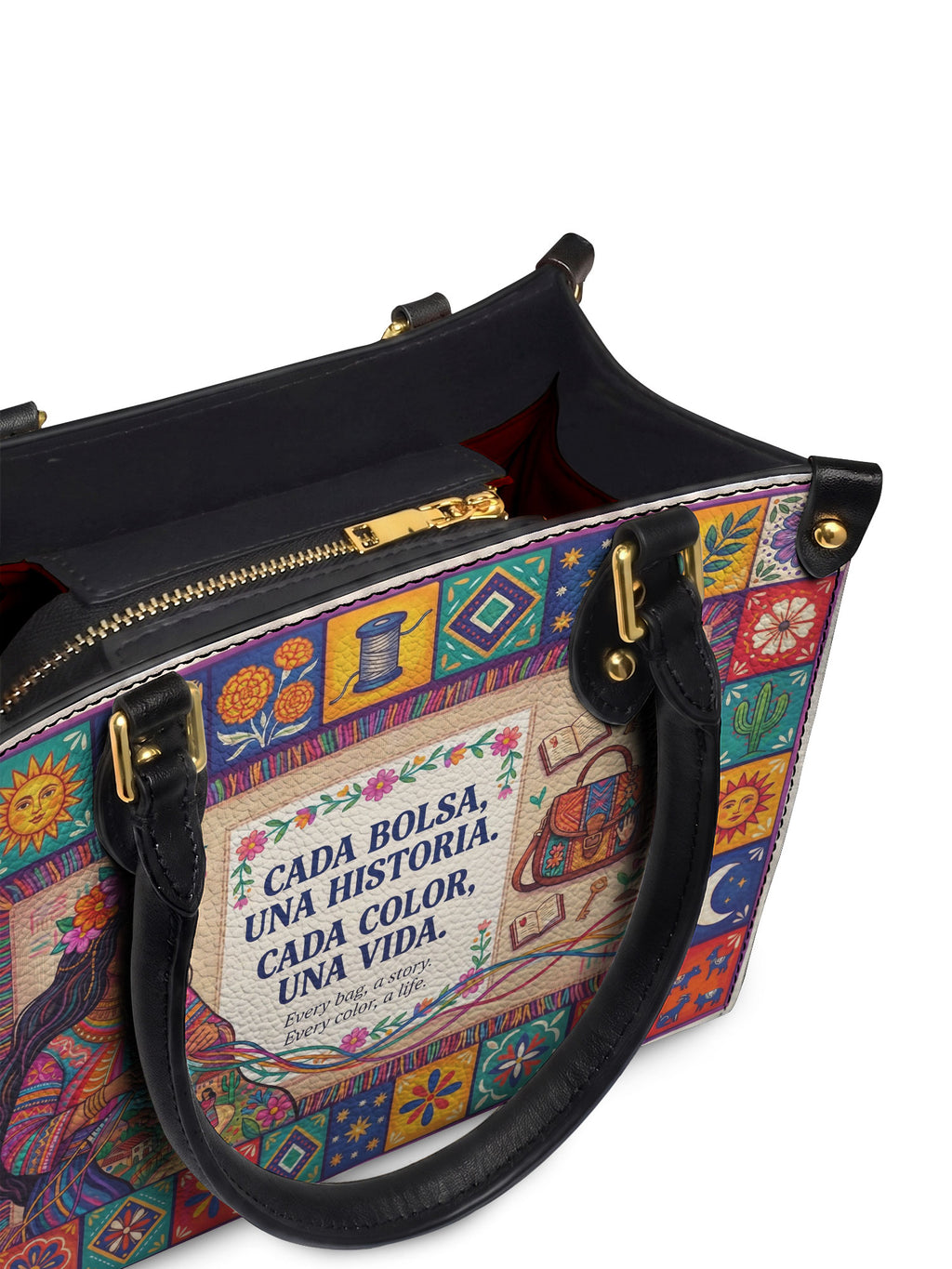 "Cada bolsa, una historia" ver.2 Small Leather Handbag - detail