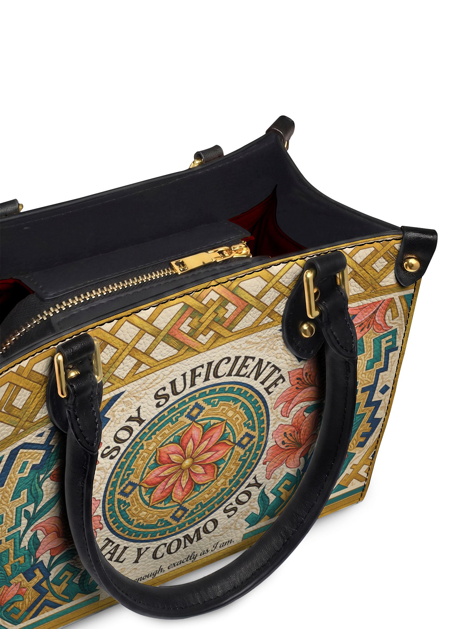 "Soy suficiente, tal y como soy" ver.9 Small Leather Handbag - detail | Paleta Bags