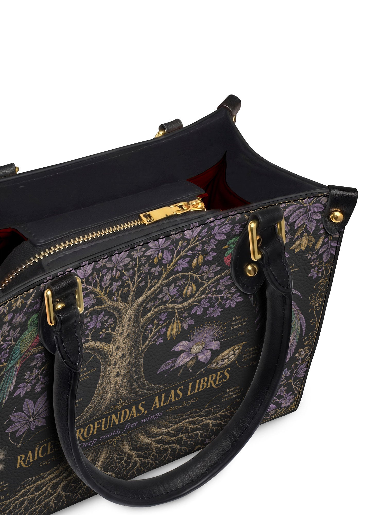 "Raíces profundas, alas libres" ver.2 Small Leather Handbag - detail | Paleta Bags
