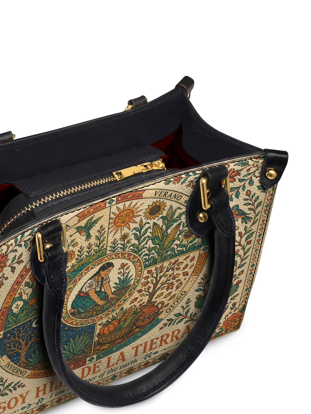"Soy hija de la tierra" ver.1 Small Leather Handbag - detail | Paleta Bags