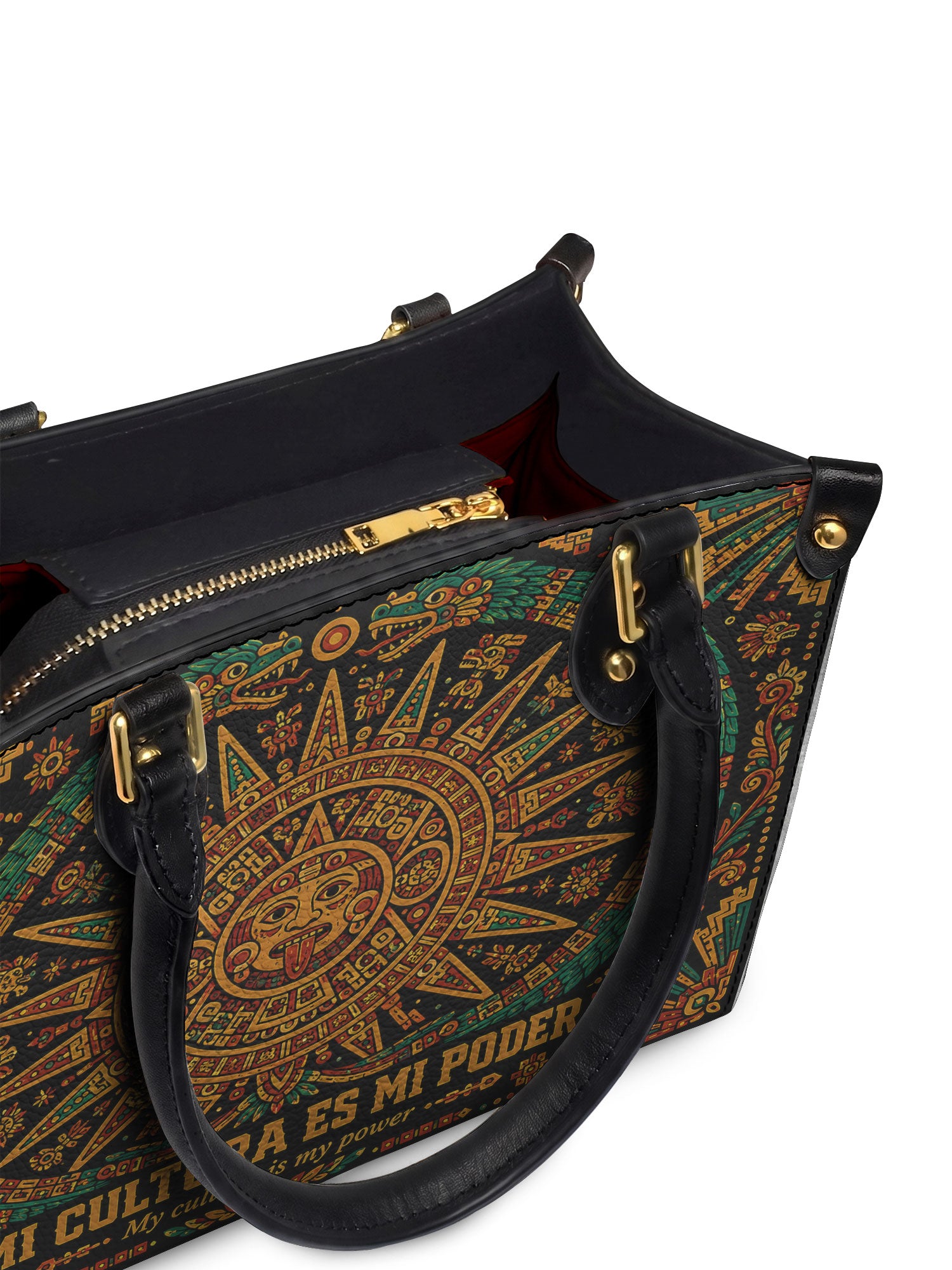 "Mi cultura es mi poder" ver.1 Small Leather Handbag - detail | Paleta Bags